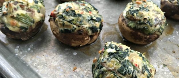 Spicy Spinach & Cheese Stuffed Mushrooms